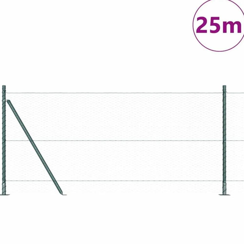 vidaXL Poste de Valla Verde 25 x 1 m (malla de 25 mm) Acero Verde oscuro Sale