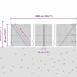 vidaXL Vallas De Jardín-Poste de Valla 10 x 0,4 m (malla de 12 x 12 mm)