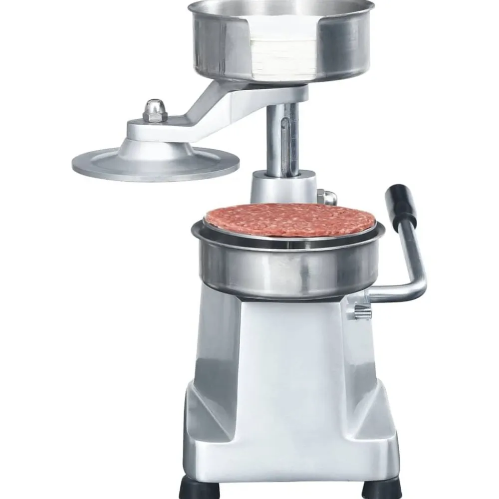 vidaXL Cocina Y Comedor-Prensa de hamburguesas y 500 papeles para separar aluminio 10cm