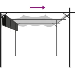 vidaXL Pérgola con cubierta retráctil gris 295x292x230 cm Antracita Clearance