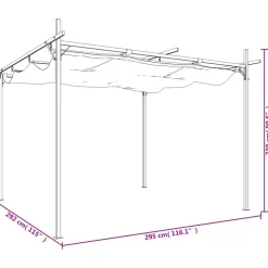 vidaXL Pérgola con cubierta retráctil gris 295x292x230 cm Antracita Clearance
