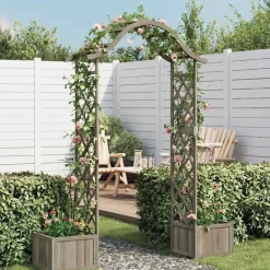 vidaXL Jardín-Pérgola de jardín con jardinera madera maciza de abeto