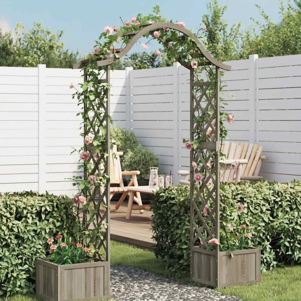 vidaXL Jardín-Pérgola de jardín con jardinera madera maciza de abeto