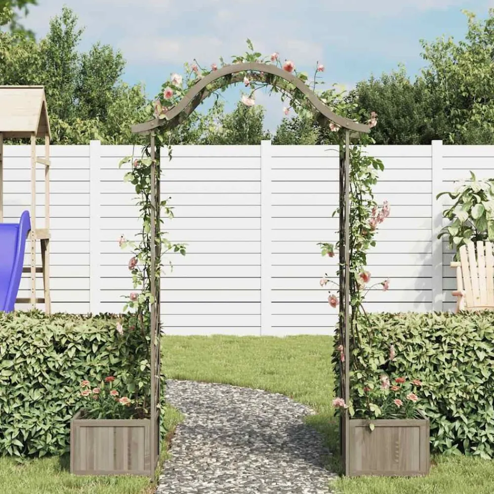 vidaXL Jardín-Pérgola de jardín con jardinera madera maciza de abeto