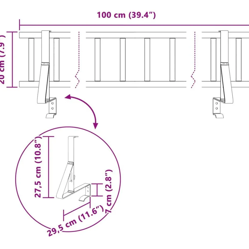 vidaXL Protección de Nieve para Techo 100 x 29,5 x 34,5 cm Antracita Discount