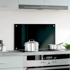 vidaXL Protección salpicaduras cocina vidrio templado 70x40 cm Negro Hot