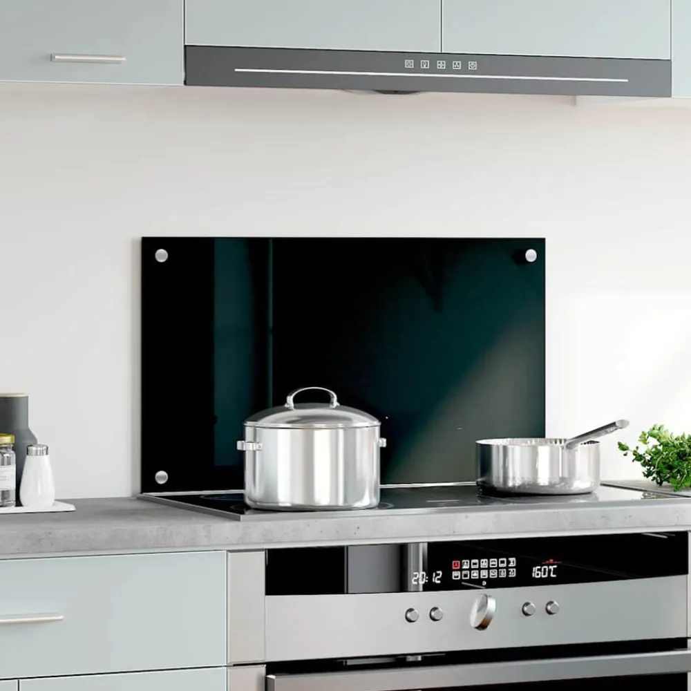 vidaXL Protección salpicaduras cocina vidrio templado 70x40 cm Negro Hot