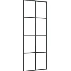vidaXL Materiales De Construcción-Puerta corredera aluminio y vidrio ESG negra 76x205 cm