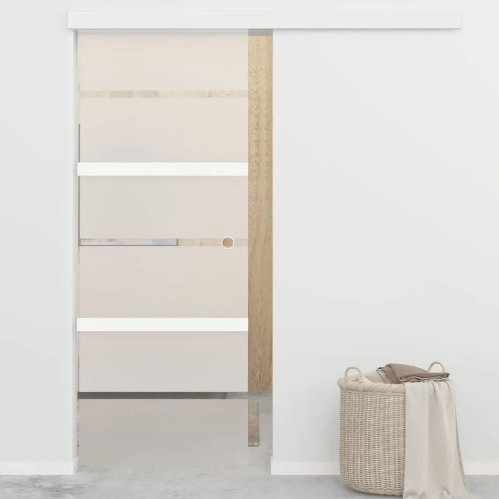 vidaXL Puerta corredera con tope suave vidrio ESG y aluminio 76x205 cm Best