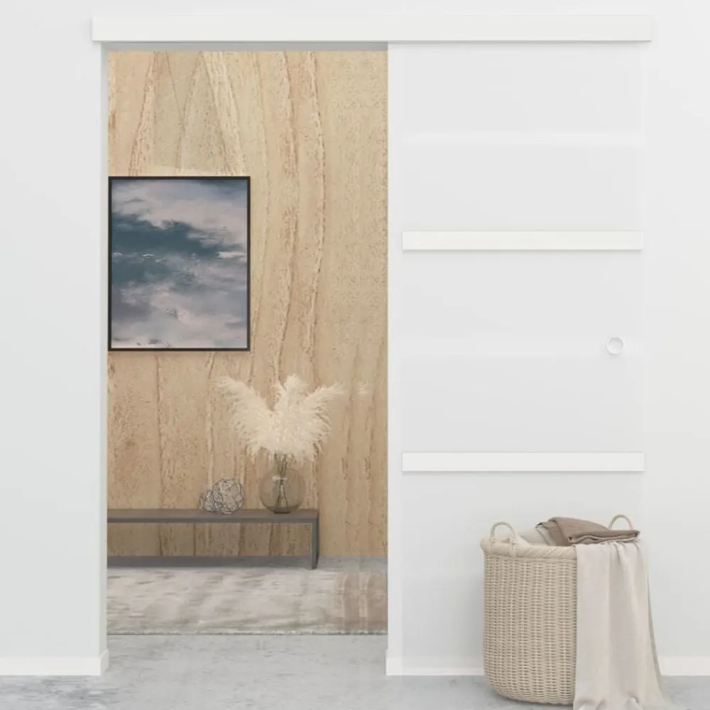 vidaXL Puerta corredera con tope suave vidrio ESG y aluminio 76x205 cm Best