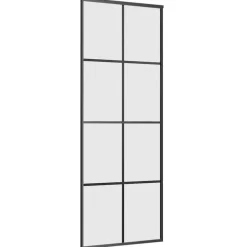 vidaXL Puerta corredera con juego herrajes 76x205 cm ESG vidrio Negro Best