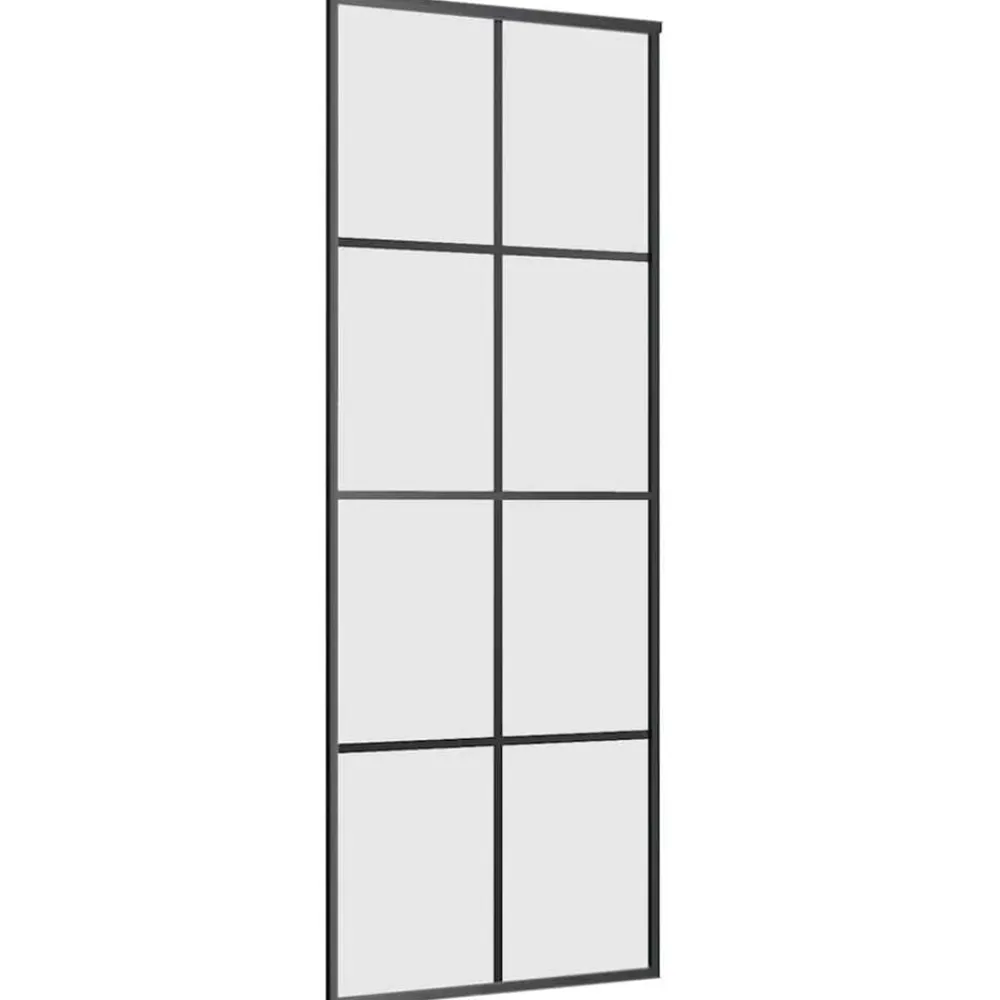 vidaXL Puerta corredera con juego herrajes 76x205 cm ESG vidrio Negro Best