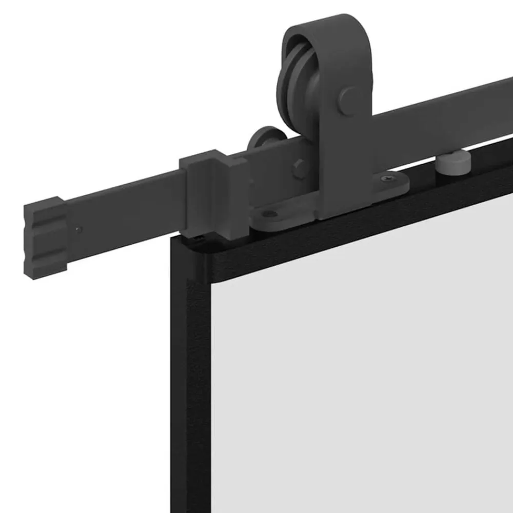 vidaXL Puerta corredera con juego herrajes 76x205 cm ESG vidrio Negro Best