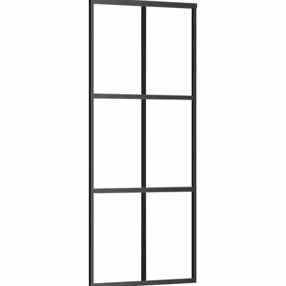 vidaXL Materiales De Construcción-Puerta corredera con set herrajes vidrio ESG aluminio 76x205 cm