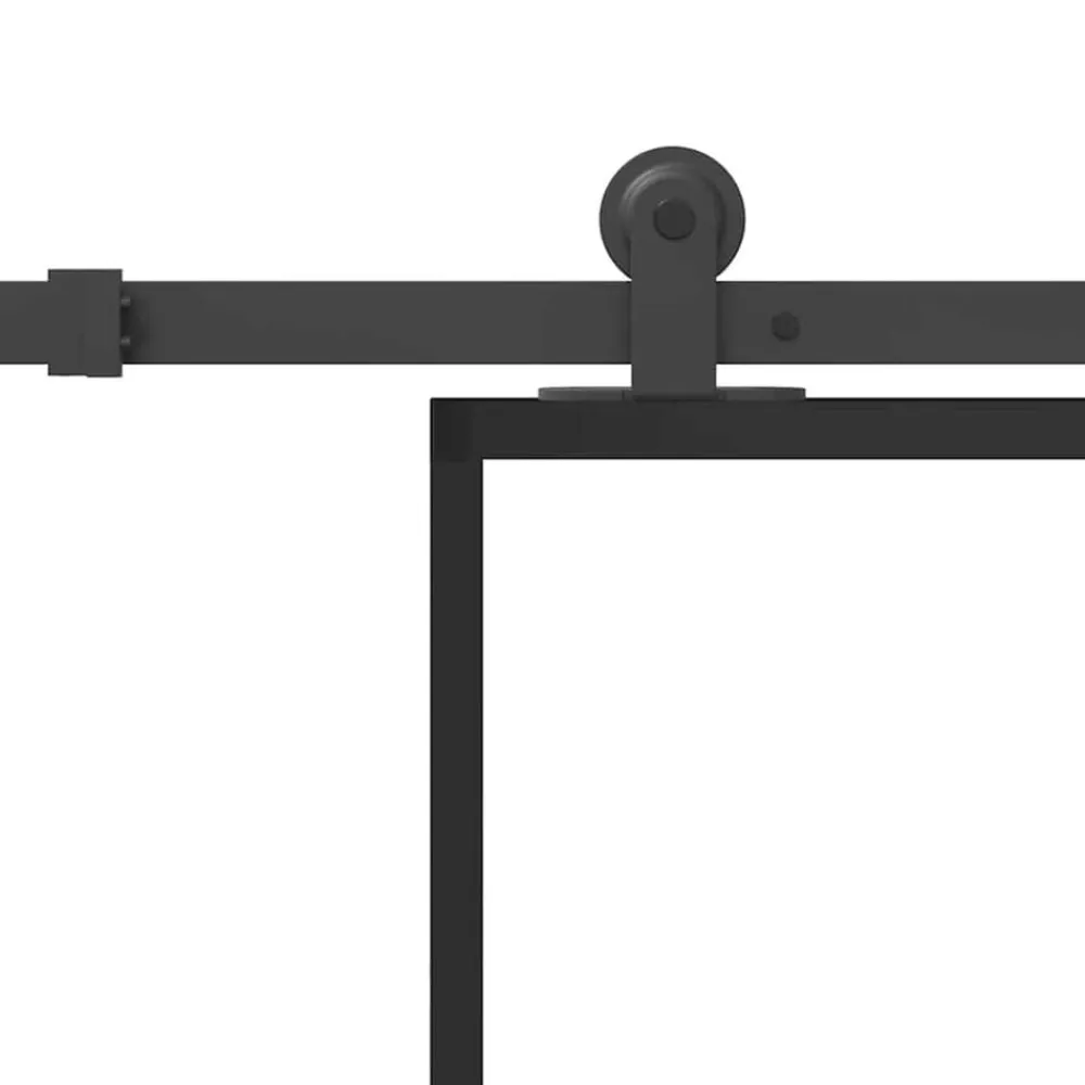vidaXL Materiales De Construcción-Puerta corredera con set herrajes vidrio ESG aluminio 76x205 cm