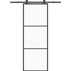 vidaXL Puerta corredera con set herrajes vidrio ESG aluminio 76x205 cm Hot