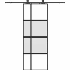 vidaXL Puerta corredera con herrajes negro 76x205 cm vidrio templado Best