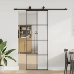vidaXL Materiales De Construcción-Puerta corredera con juego herrajes 76x205 cm ESG vidrio