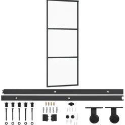 vidaXL Puerta corredera con herrajes ESG vidrio y aluminio 76x205 cm Online