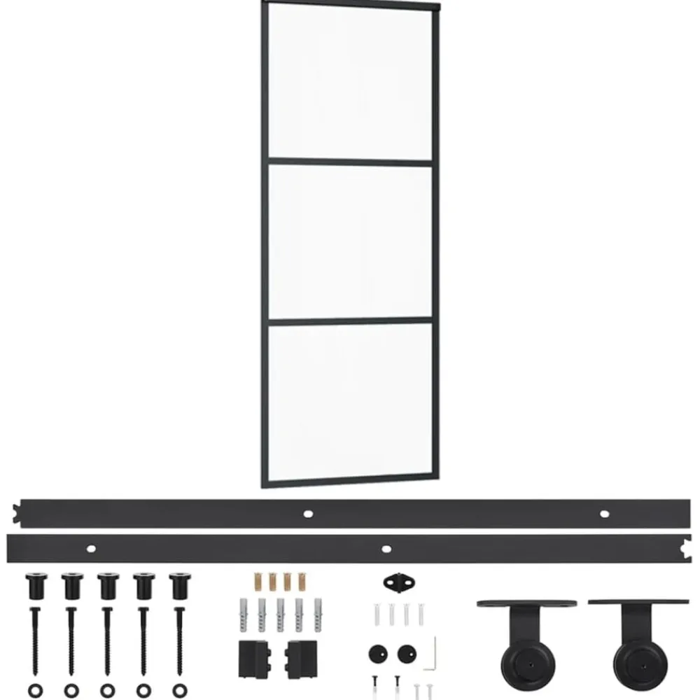 vidaXL Puerta corredera con herrajes ESG vidrio y aluminio 76x205 cm Online