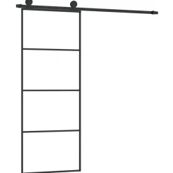 vidaXL Puerta corredera con set herrajes vidrio ESG aluminio 76x205 cm New