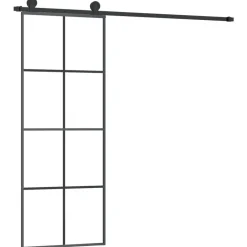 vidaXL Puerta corredera con set herrajes vidrio ESG aluminio 76x205 cm Best