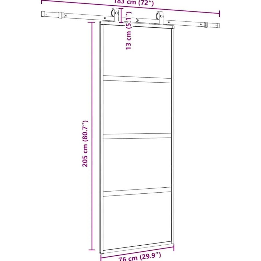 vidaXL Puerta corredera con herrajes negro 76x205 cm vidrio templado Outlet