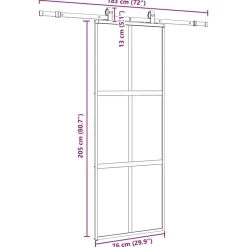 vidaXL Materiales De Construcción-Puerta corredera con herrajes negro 76x205 cm vidrio templado