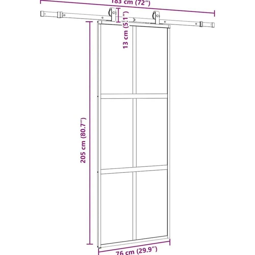 vidaXL Materiales De Construcción-Puerta corredera con herrajes negro 76x205 cm vidrio templado