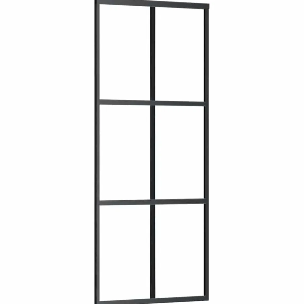 vidaXL Puerta corredera con juego herrajes negro 76x205 cm ESG vidrio Online