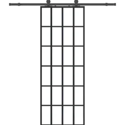 vidaXL Materiales De Construcción-Puerta corredera con juego herrajes negro 76x205 cm ESG vidrio