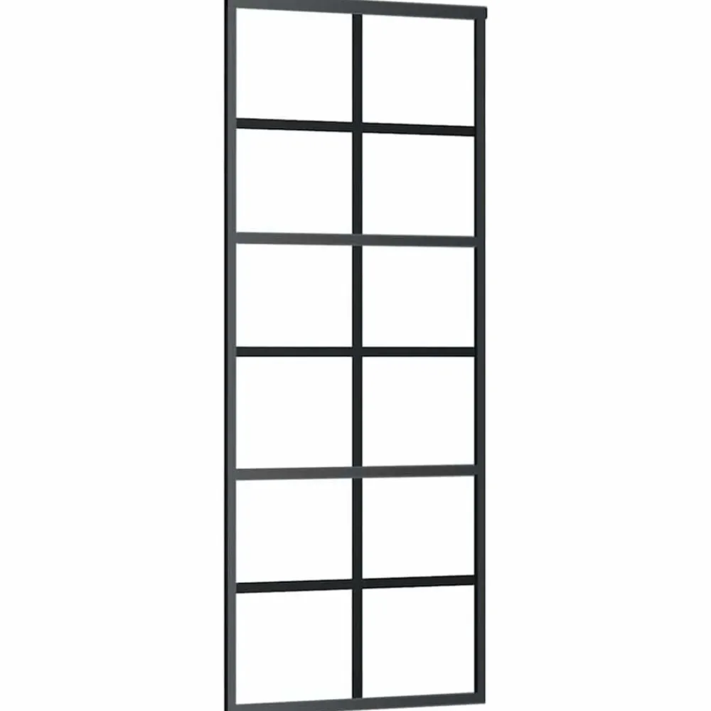 vidaXL Materiales De Construcción-Puerta corredera con set herrajes vidrio ESG aluminio 76x205 cm