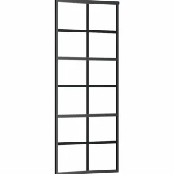 vidaXL Materiales De Construcción-Puerta corredera con juego herrajes negro 76x205 cm ESG vidrio