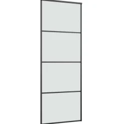 vidaXL Materiales De Construcción-Puerta corredera con set herrajes vidrio ESG aluminio 76x205 cm