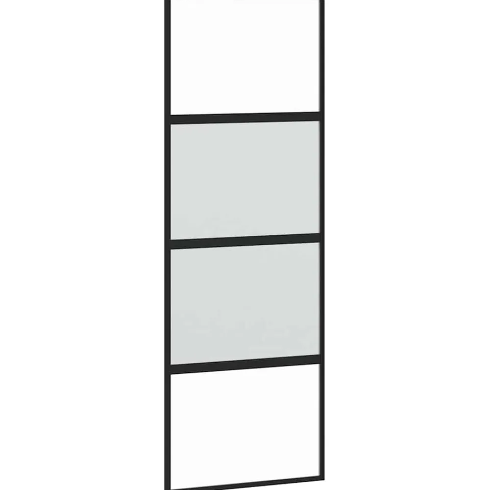 vidaXL Puerta corredera con herrajes negro 76x205 cm vidrio templado Negro y mate Best