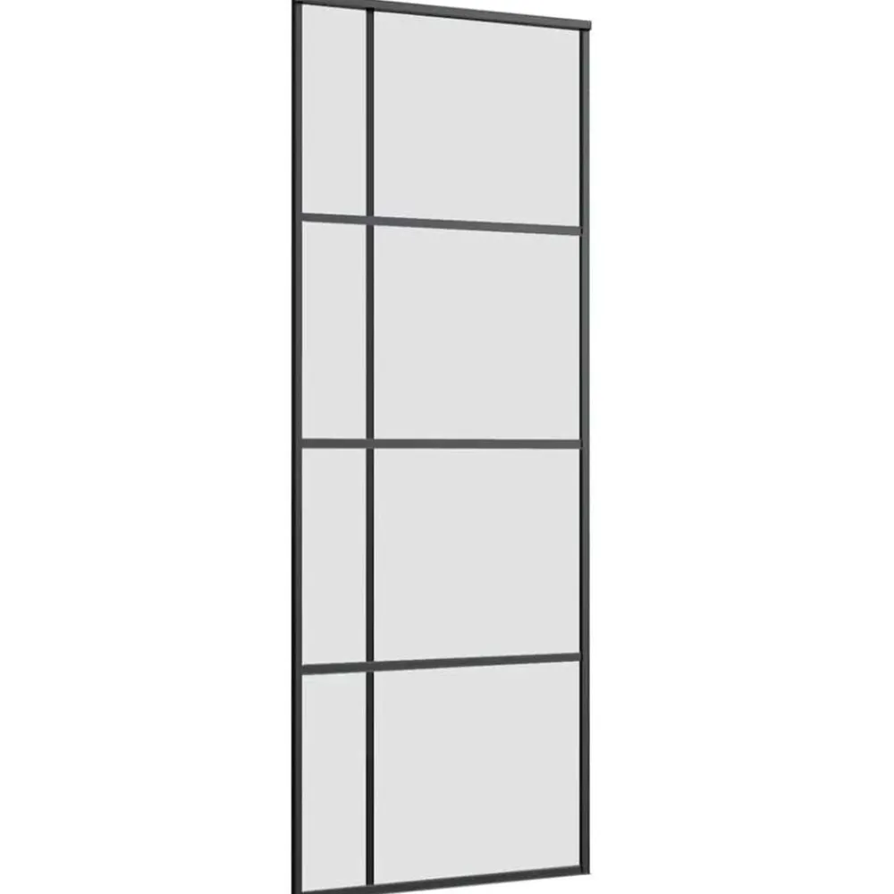 vidaXL Materiales De Construcción-Puerta corredera con set herrajes vidrio ESG aluminio 76x205 cm