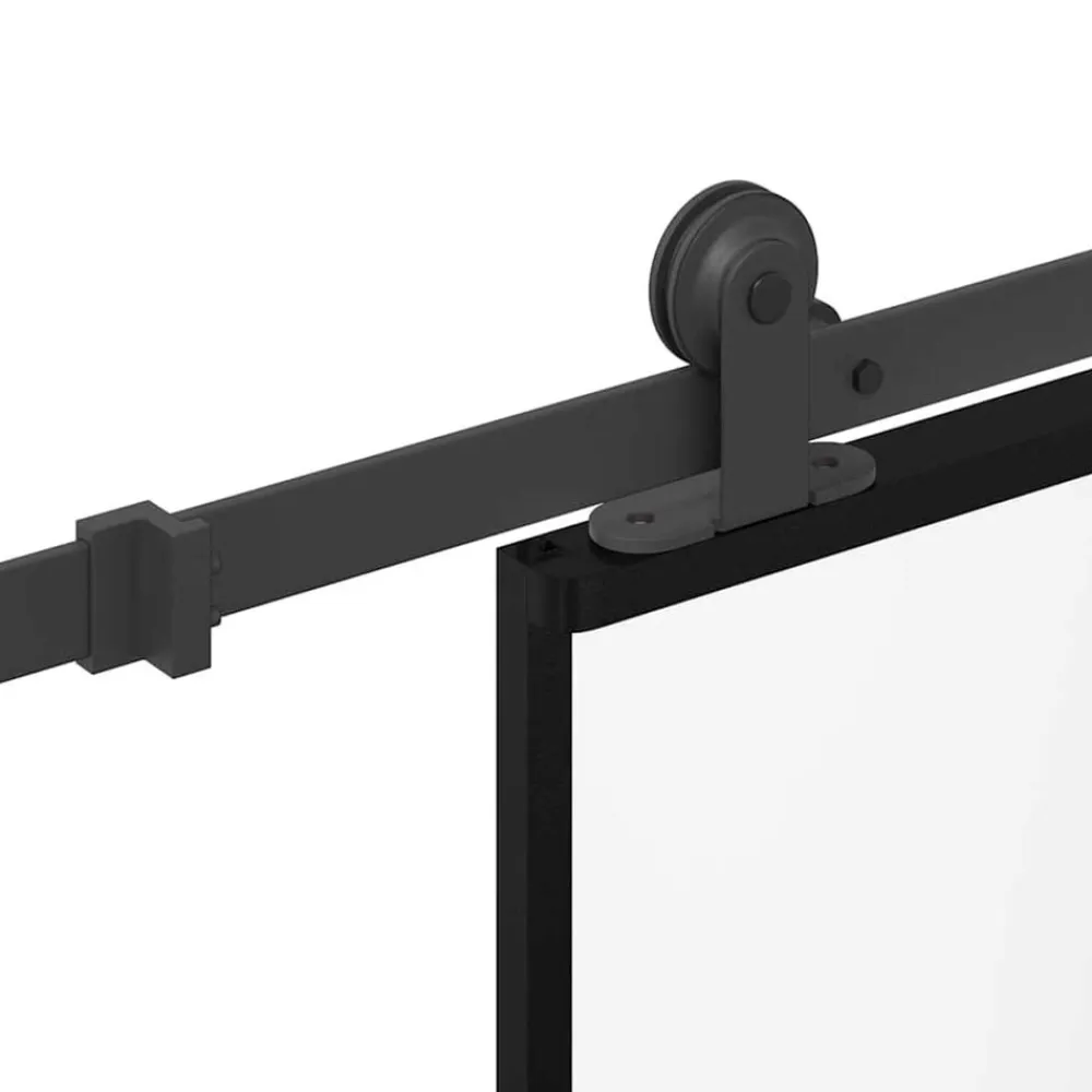 vidaXL Materiales De Construcción-Puerta corredera con set herrajes vidrio ESG aluminio 76x205 cm
