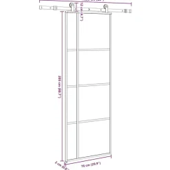 vidaXL Materiales De Construcción-Puerta corredera con set herrajes vidrio ESG aluminio 76x205 cm