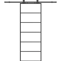 vidaXL Puerta corredera con juego herrajes negro 76x205 cm ESG vidrio Best