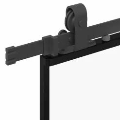 vidaXL Puerta corredera con juego herrajes negro 76x205 cm ESG vidrio Best
