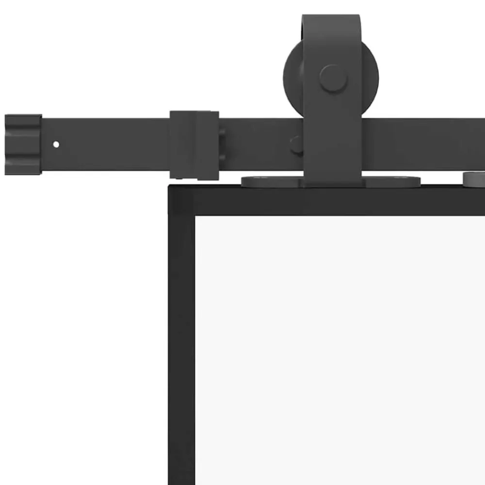 vidaXL Puerta corredera con juego herrajes negro 76x205 cm ESG vidrio Best