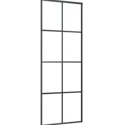 vidaXL Materiales De Construcción-Puerta corredera con set herrajes vidrio ESG aluminio 76x205 cm