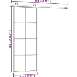 vidaXL Materiales De Construcción-Puerta corredera con set herrajes vidrio ESG aluminio 76x205 cm