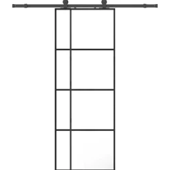vidaXL Puerta corredera con juego herrajes negro 76x205 cm ESG vidrio Discount