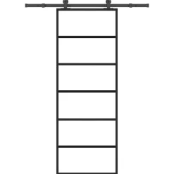 vidaXL Puerta corredera con set herrajes vidrio ESG aluminio 76x205 cm Discount
