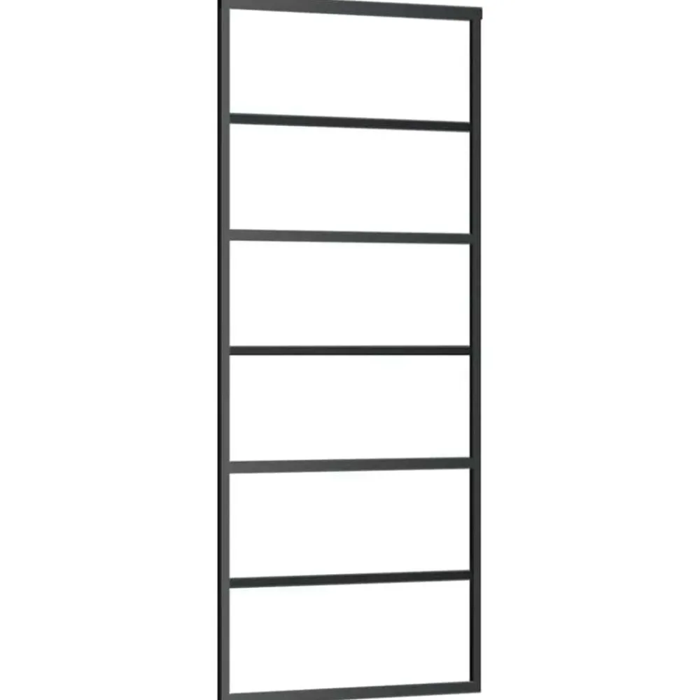 vidaXL Puerta corredera con set herrajes vidrio ESG aluminio 76x205 cm Discount