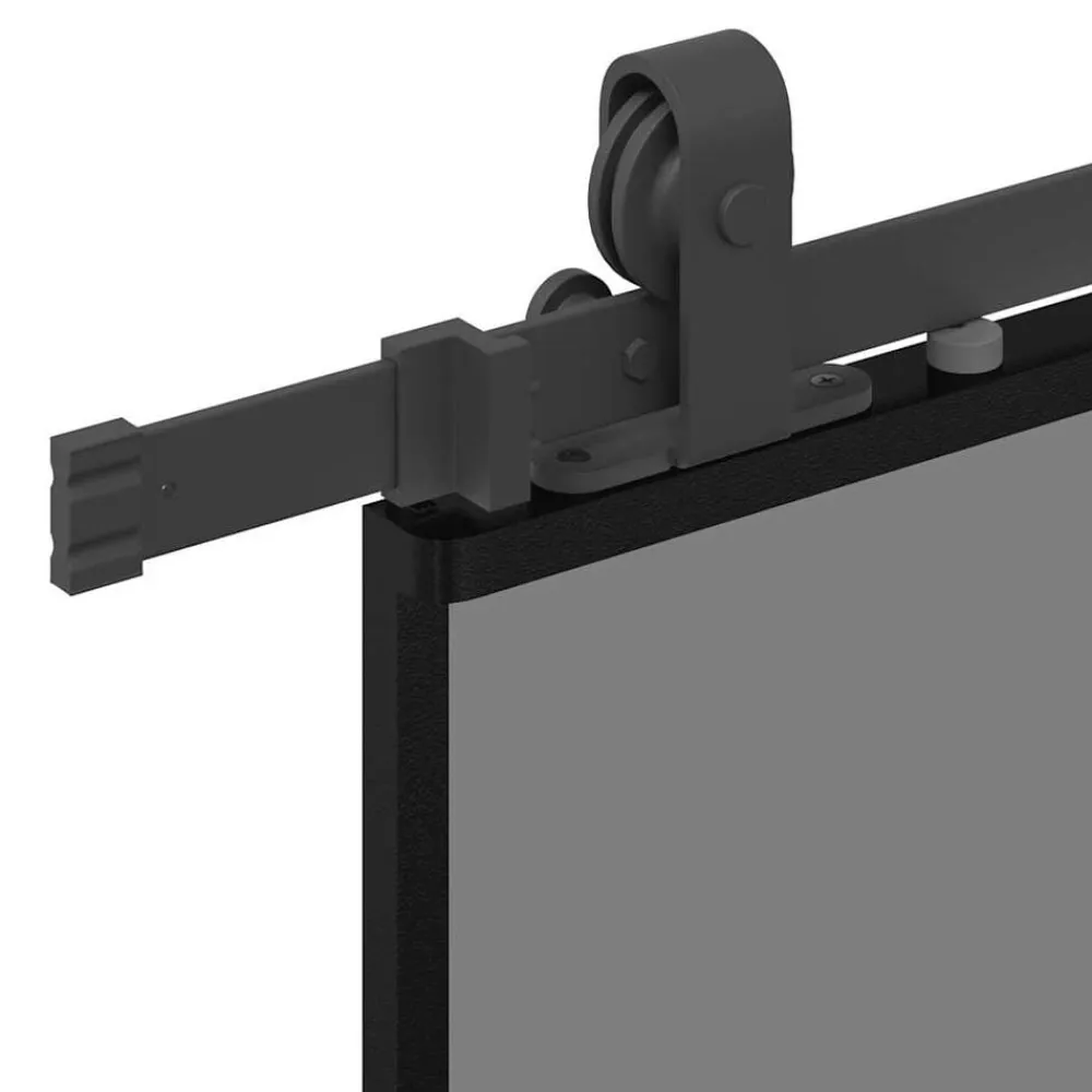 vidaXL Puerta corredera con herrajes negro 76x205 cm vidrio templado Negro y transparente oscuro Hot