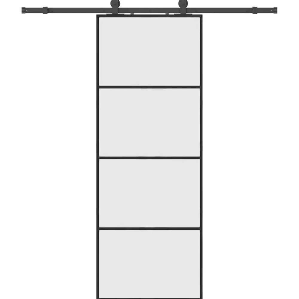 vidaXL Puerta corredera con juego herrajes 76x205 cm ESG vidrio Negro Hot