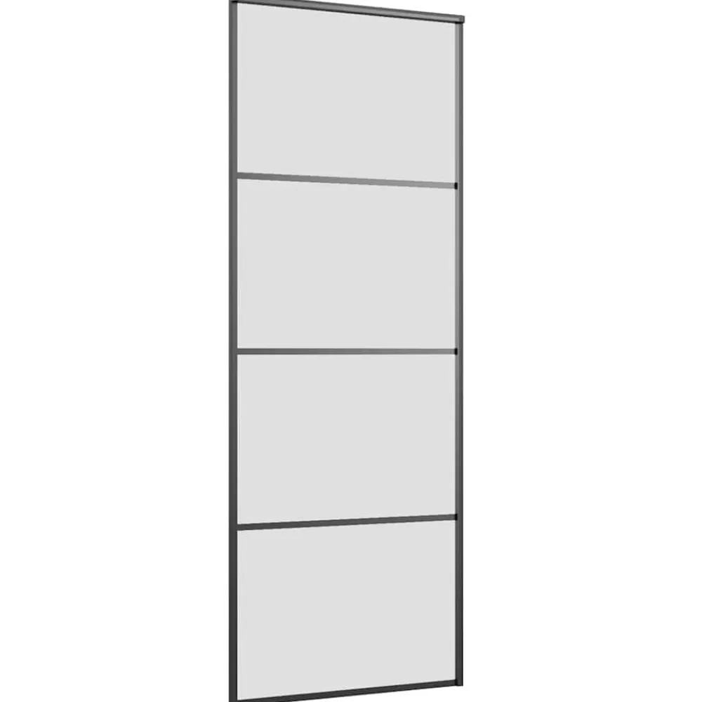 vidaXL Puerta corredera con juego herrajes 76x205 cm ESG vidrio Negro Hot