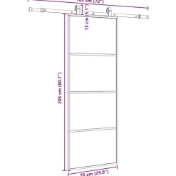 vidaXL Puerta corredera con juego herrajes 76x205 cm ESG vidrio Negro Hot